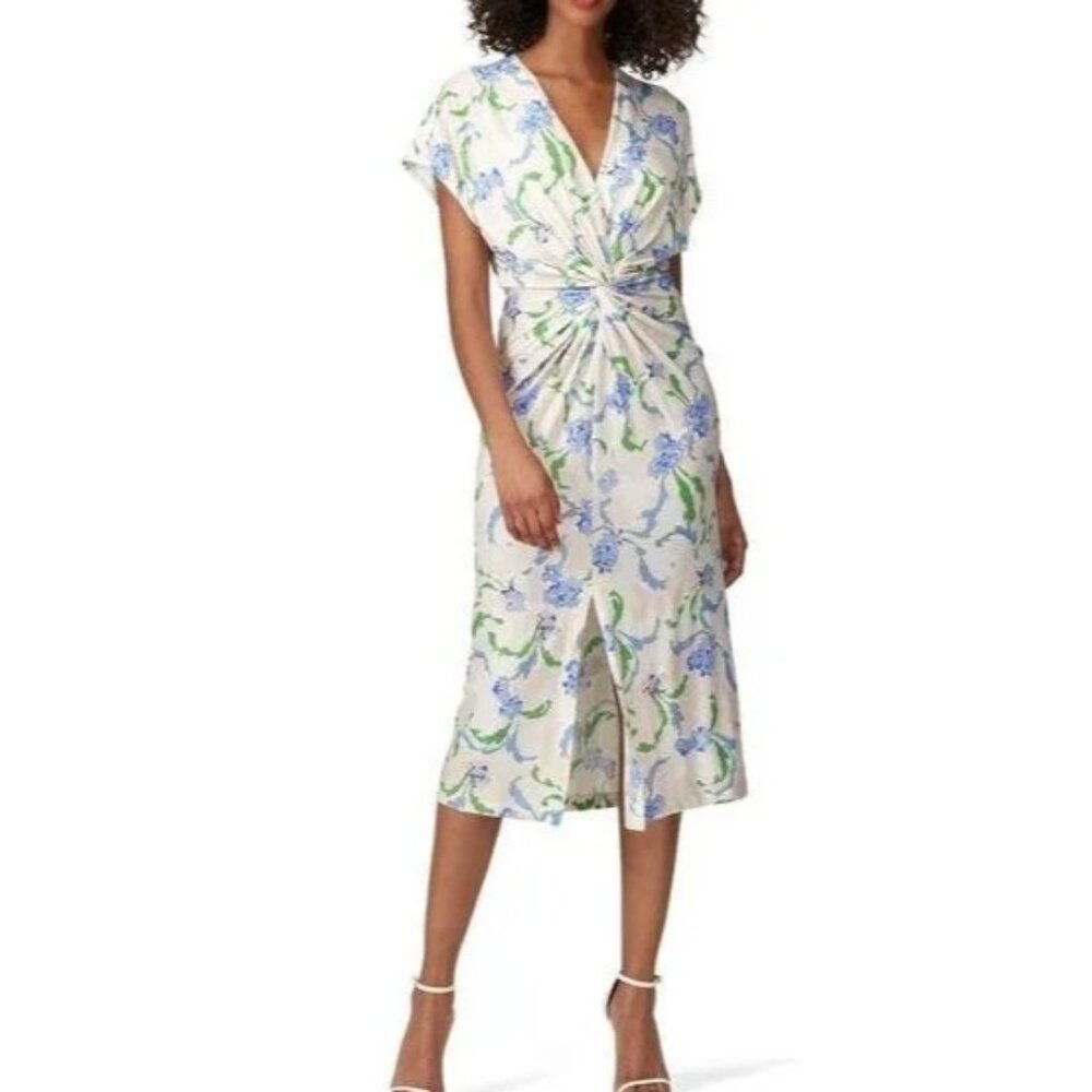 Prabal Gurung Twisted Dress 6 Small Midi Floral Cream